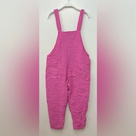(G1127-SOL-CNDY) SOLID COMFY CRINKLE OVERALL - Picture 2 of 9